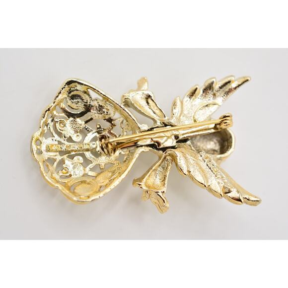 Tancer II Vintage Angel Pin Brooch Red Green Cabochon Christmas Signed Bin5B - Picture 11 of 12